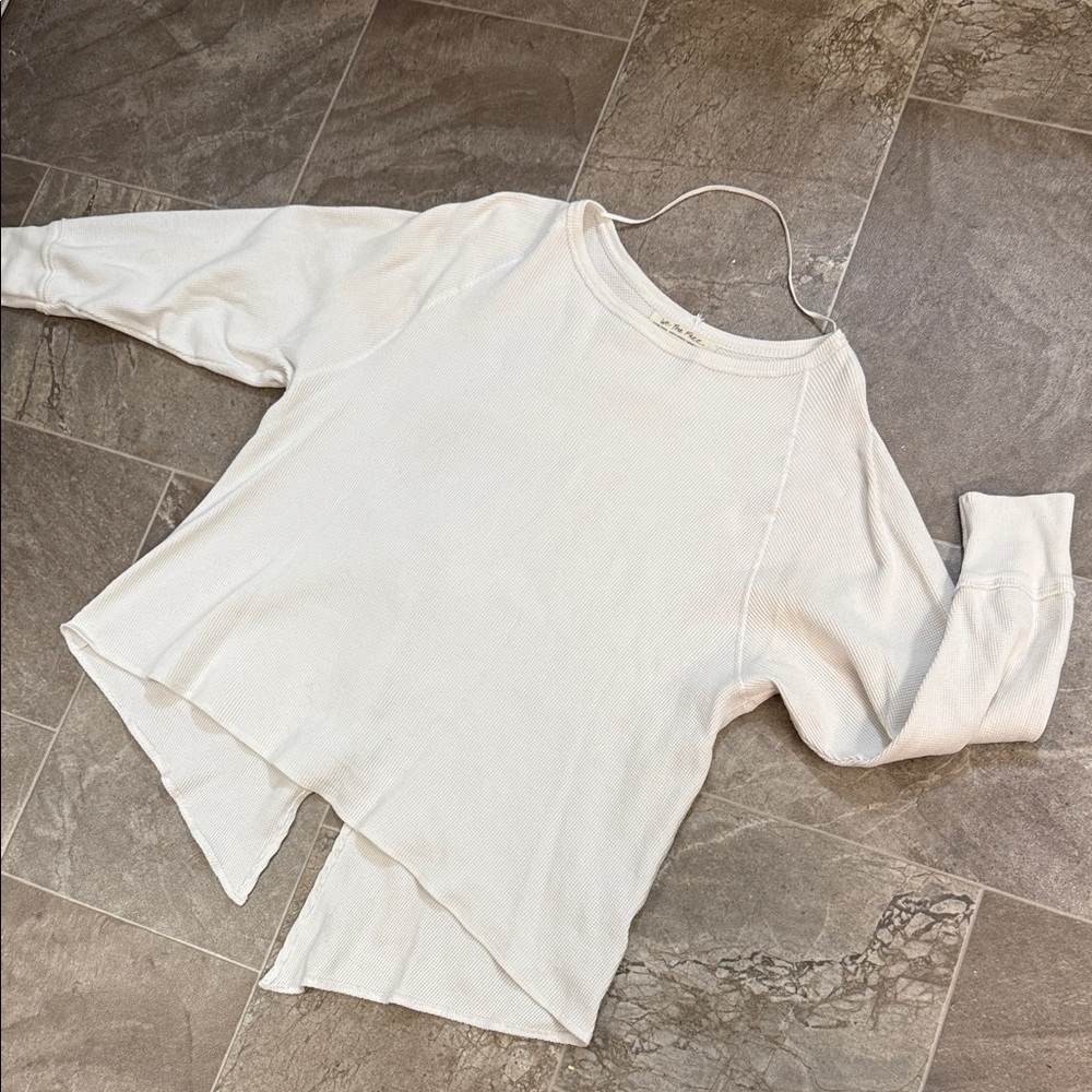 We The Free Cream Waffle-Knit Long Sleeve Top